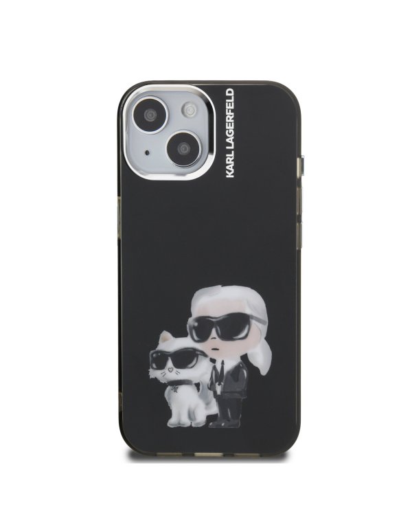 Karl Lagerfeld IML Aquarelle Karl and Choupette Защитный чехол для iPhone 15 / чёрный