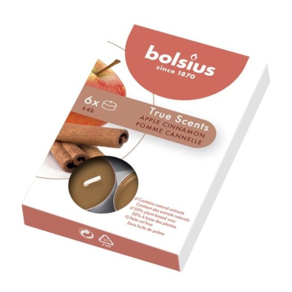 Bolsius True Scents Ароматические Чайные Свечи Яблоко Корица 6шт