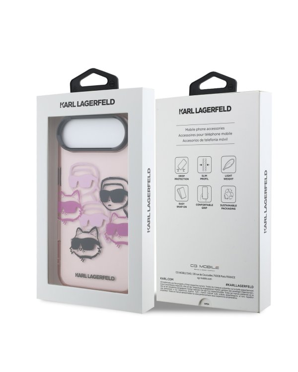 Karl Lagerfeld IML Multi Karl and Choupette Heads Case Защитный чехол для iPhone Air / розовый