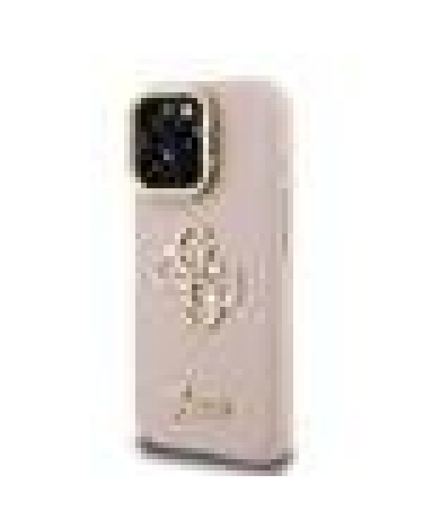 Guess PU Grained 4G Logo Stand Camera Frame Case Защитный чехол для iPhone 15 Pro Max / розовый