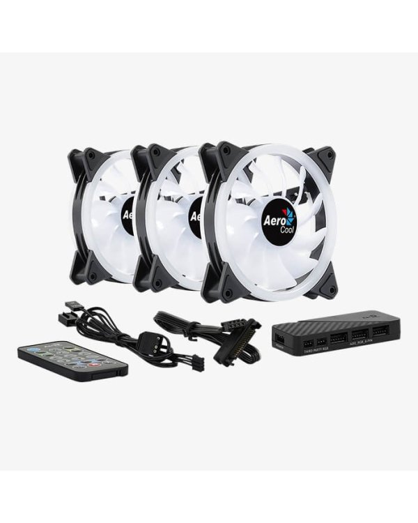 Aerocool DUO 12 PRO ARGB 12cm Комплект кулеров для компьютера с дистанционным управлением