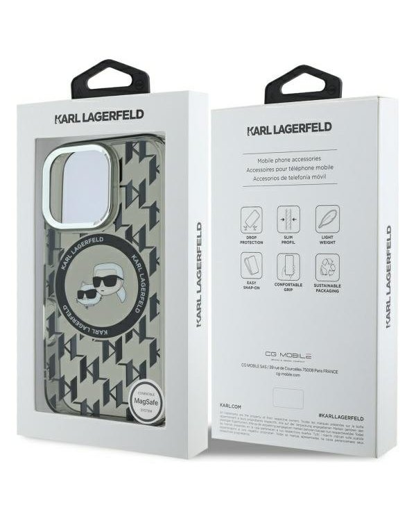 Karl Lagerfeld Hard IML Monogram Karl&Choupette Head MagSafe Case Чехол для Apple iPhone 16 Pro Max