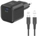 Swissten 3арядное устройство GaN USB-C 35W PD + Kабель для передачи данных USB-C - Lightning 1.2m