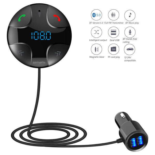 4smarts Transmiter FM Автомобильное зарядное устройство Bluetooth 5.0 / USB / Micro SD / MP3