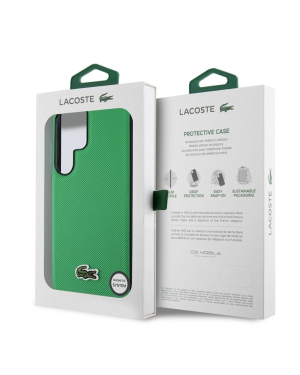 Lacoste Iconic Petit Pique Woven Logo MagSafe Case Чехол для Samsung Galaxy S25 Ultra