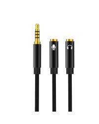 XO NB-R197 Аудио адаптер / делитель 2x 3.5mm stereo + microphone / 4 pin