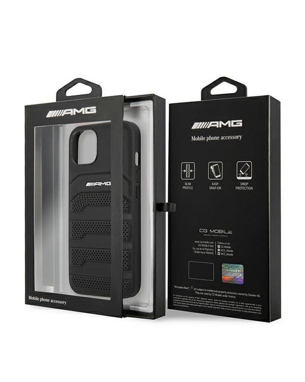 AMG AMHCP13SGSEBK Back Case Кожанный Чехол для телефона Apple iPhone 13 Mini Черный