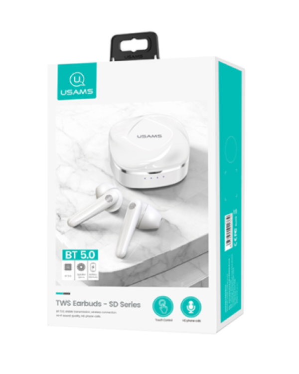 Usams BHUSD01 SD TWS Dual Airpods Bluetooth 5.0 Стерео Гарнитура с HD Микрофоном Белый