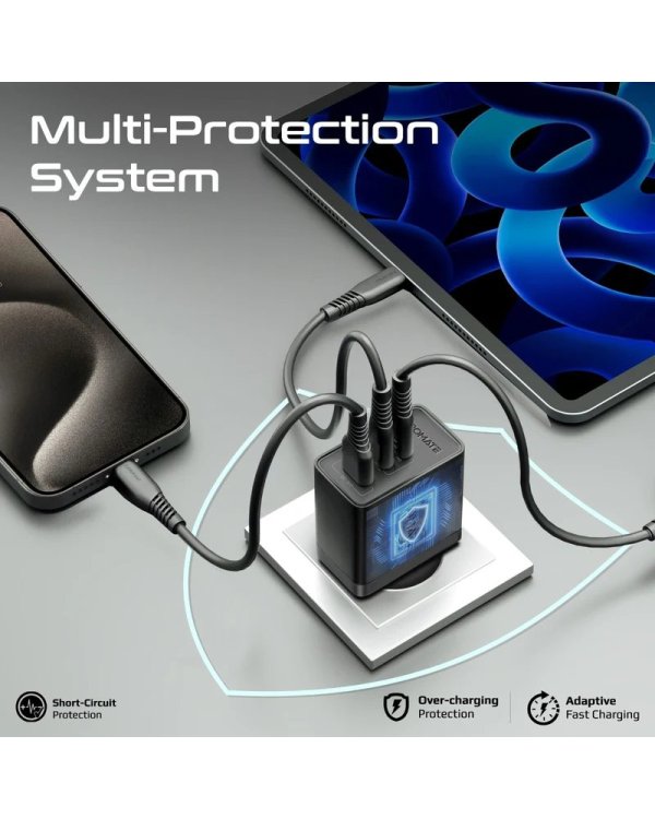 Promate PowerPort-45 GaNFast™ Зарядное устройство 45W / QC3.0 / PD45W