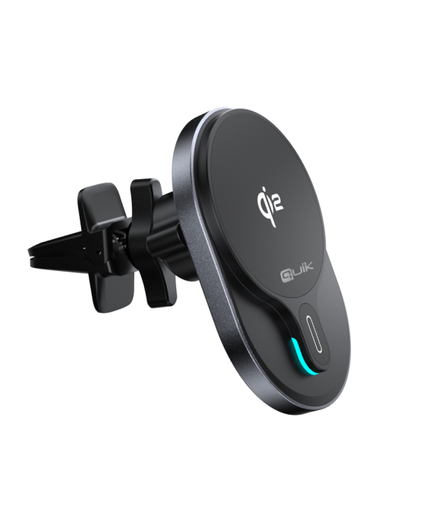 Quik Accessories QM-900 Магнитный Aвтомобильный держатель для телефона с Qi2 беспроводной зарядкой 15W