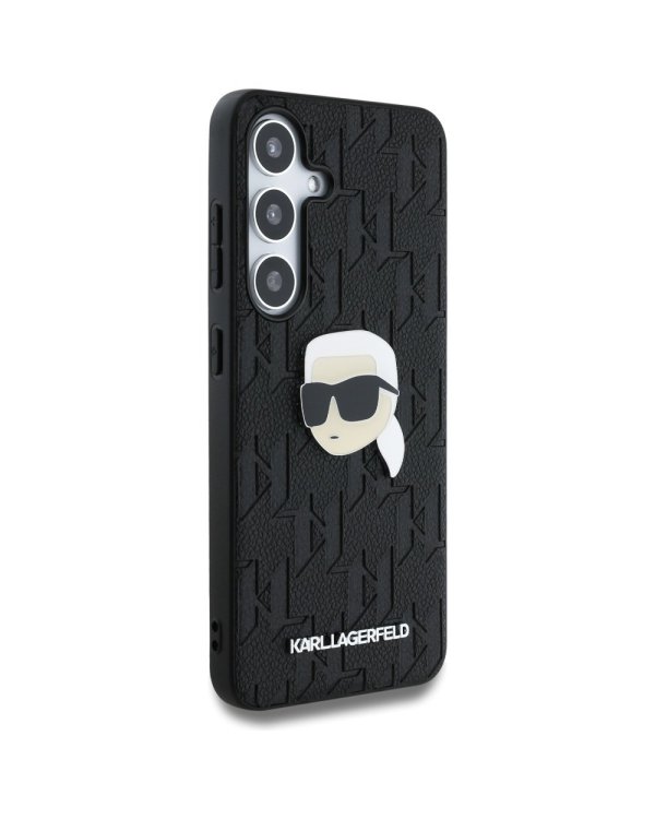 Karl Lagerfeld Leather Monogram Pin Logo Karl Head Чехол для Samsung Galaxy S25 Plus
