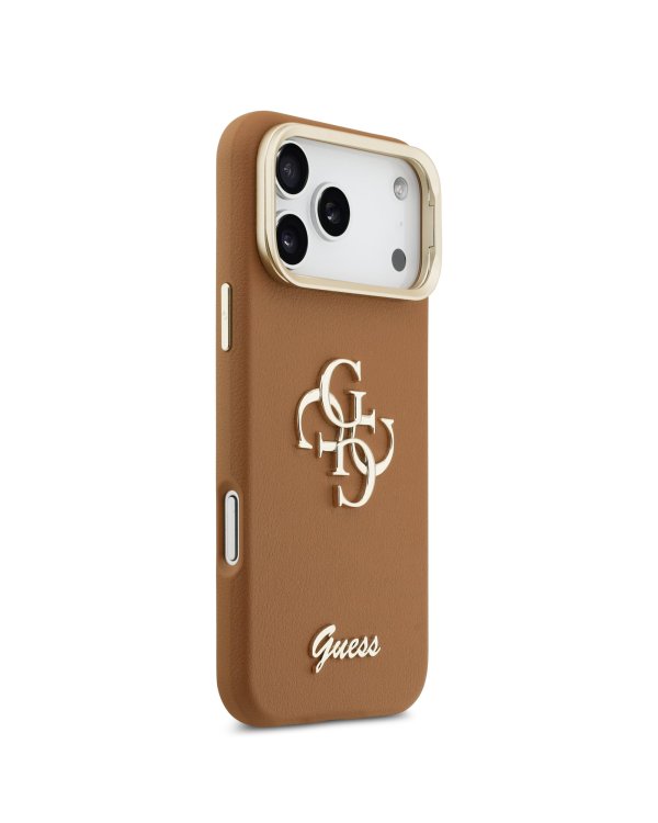 Guess PU Grained 4G Logo Stand Camera Frame Case Чехол для Apple iPhone 17 Pro Max