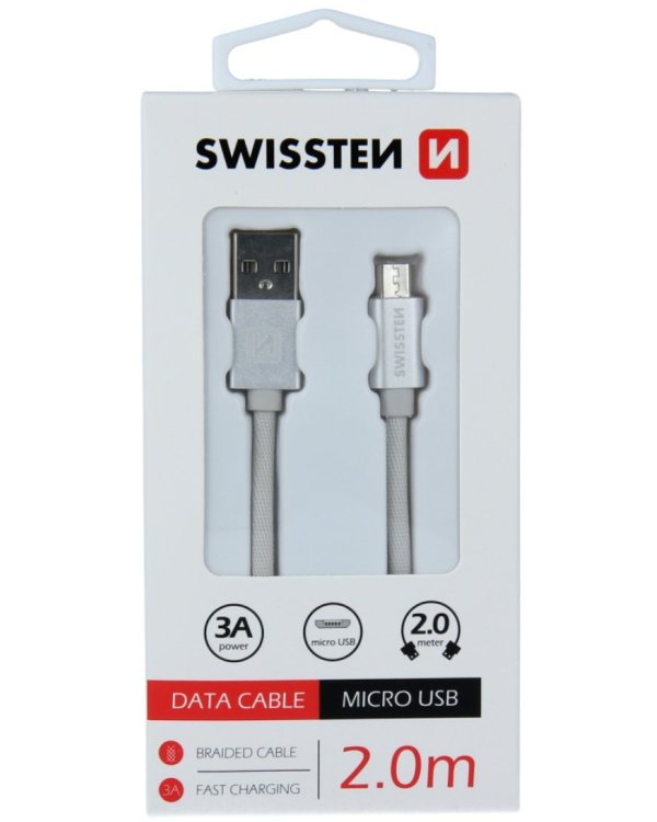 Swissten Textile Quick Charge Универсальный Micro USB Кабель данных 2m