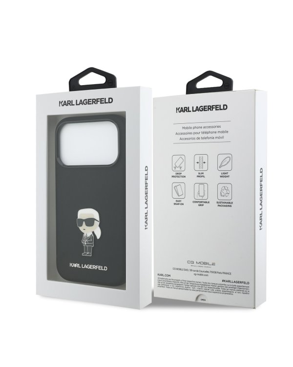 Дополнительное изображение книги «Karl Lagerfeld Liquid Silicone Metal Ikonik Case Защитный чехол для iPhone 17 Pro / чёрный»