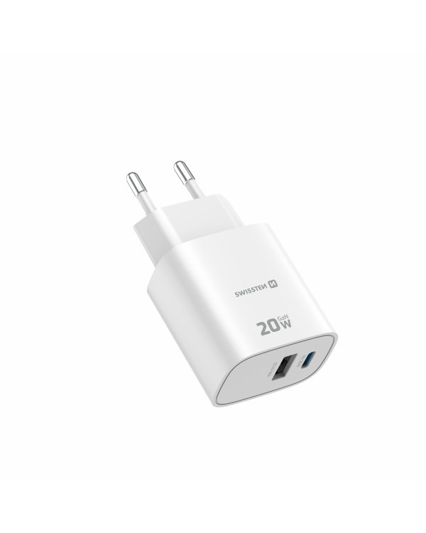 Swissten Edge GaN Зарядное устройство USB-C PD 20W + USB-A 18W QC