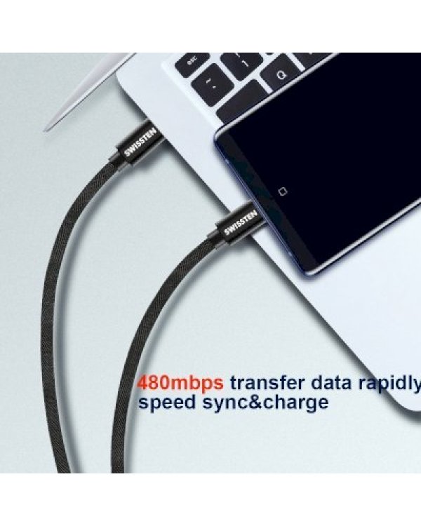 Swissten Textile Универсальный Quick Charge 3.1 USB-C / USB-C Кабель данных и зарядки 0.2m black