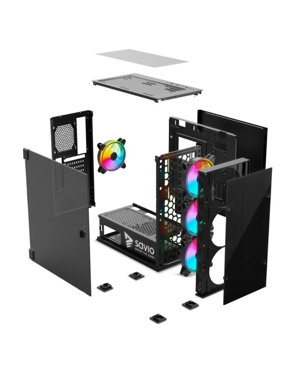 Savio Prime X1 ARGB Корпус ПК / Стекло / Черный