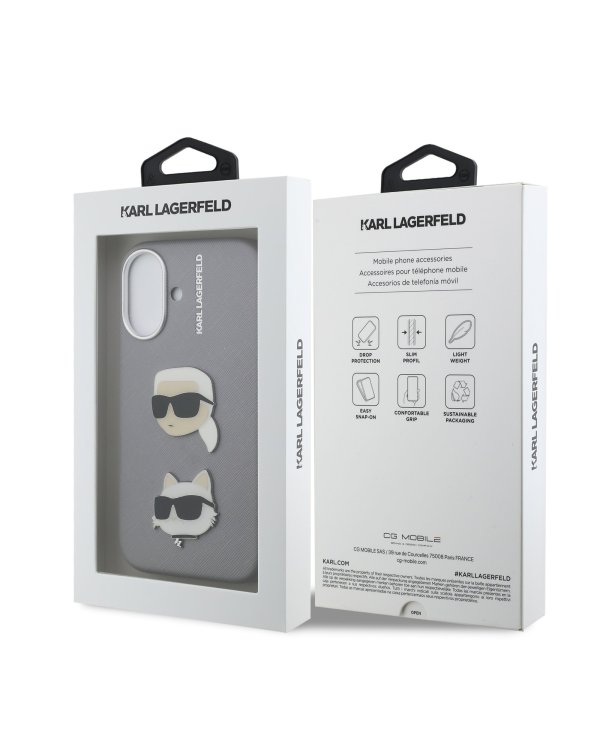 Karl Lagerfeld Grained PU K&CH Heads Case Чехол для Apple iPhone 16