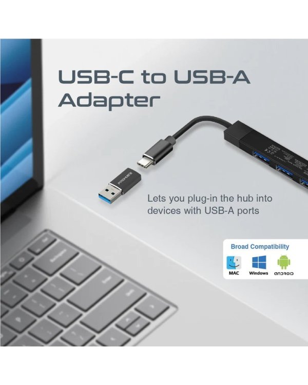 PROMATE LiteHub-4 USB-C Hub 3x USB 2.0 / 1x USB 3.0