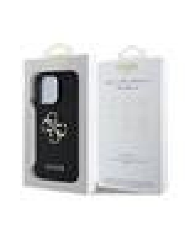 Guess PU Grained 4G Metal Logo Case Защитный чехол для iPhone 14 Pro / чёрный