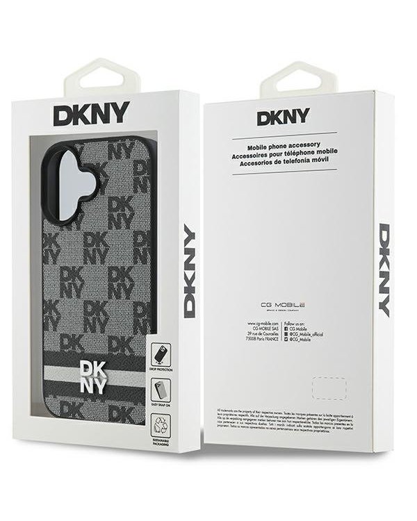DKNY Checkered Pattern & Printed Stripes Защитный Чехол для Apple iPhone 16