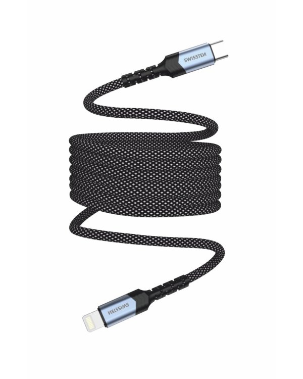 Swissten Магнитный с автоподмоткой USB-C / Lightning кабель 1m