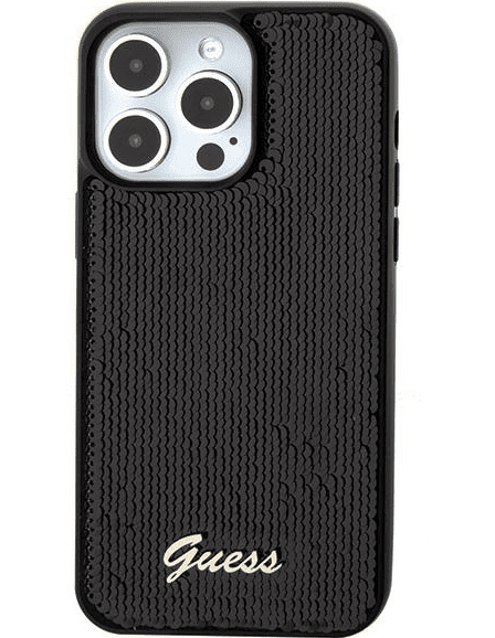 Guess HC Sequin Script Metal Case Защитный Чехол для Apple iPhone 15