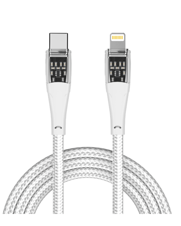 Qualo QTCN-CL-00 Transparent Nylon Kабель USB-C – Lightning / 125W / 1.5m / белый