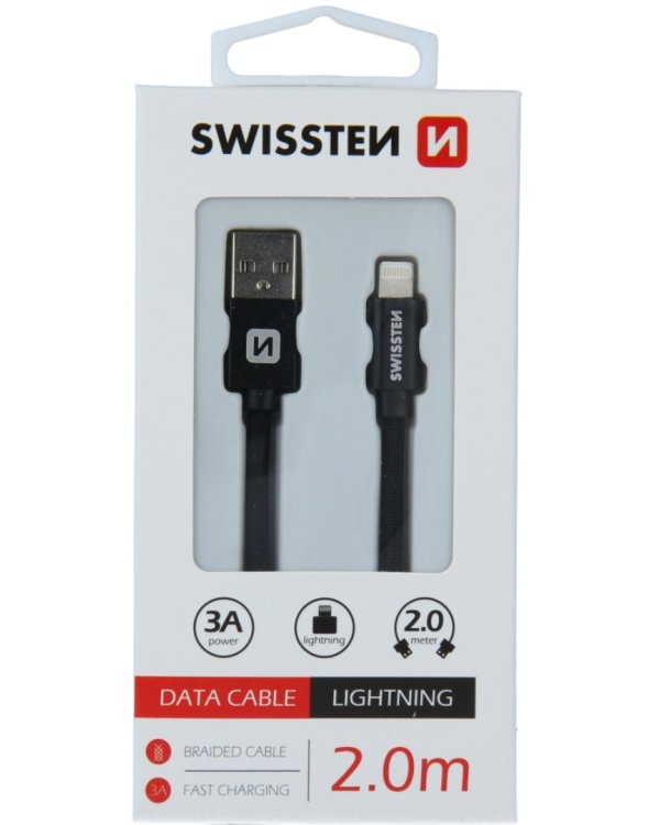 Swissten Textile Fast Charge 3A Lightning Кабель Для Зарядки и Переноса Данных 2m