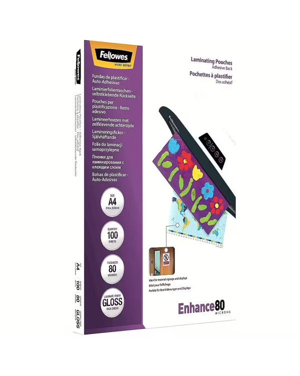 Fellowes 80мкм Пленки для Ламинирования A4 Глянцевые (100 шт.)