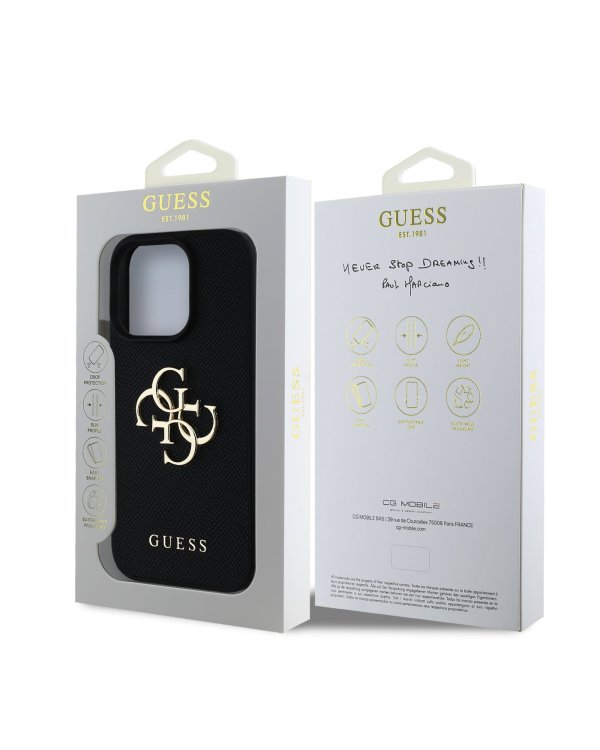Guess PU Grained 4G Metal Logo Чехол для Apple iPhone 16 Pro Max