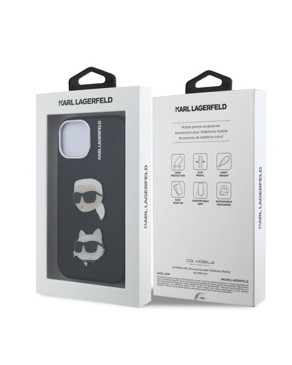 Karl Lagerfeld Grained PU K&CH Heads Case Чехол для Apple iPhone 15