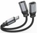 Swissten Textile USB-C / USB-C / Aux 3.5mm Charging Audio Адаптер 0.12m