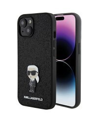 Karl Lagerfeld Fixed Glitter Ikonik Logo Metal Pin Back Case Защитный Чехол для Apple iPhone 15