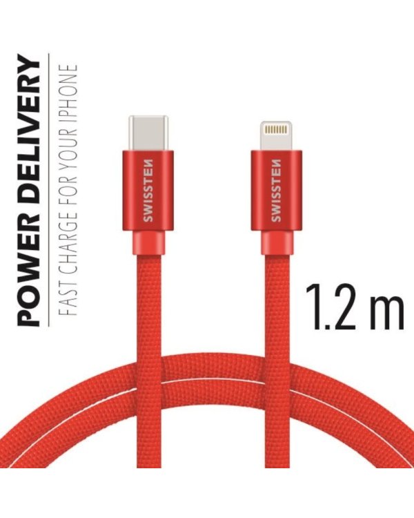 Swissten Textile USB-C To Lightning Кабель Для Зарядки и Переноса Данных Fast Charge / 3A / 1.2m