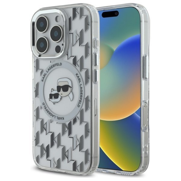Karl Lagerfeld Hard IML Monogram Karl&Choupette Head MagSafe Case Чехол для Apple iPhone 16 Pro Max