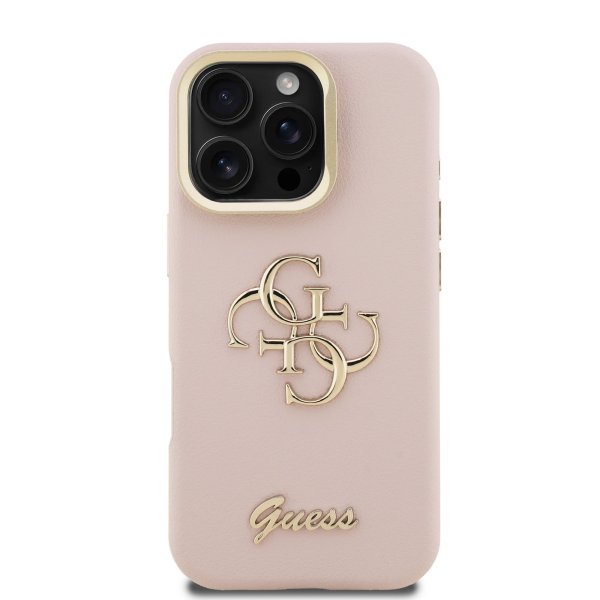 Guess PU Grained 4G Logo Stand Camera Frame Case Чехол для Apple iPhone 16 Pro