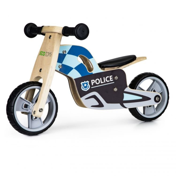 EcoToys Police Велосипед-балансир из дерева Синий