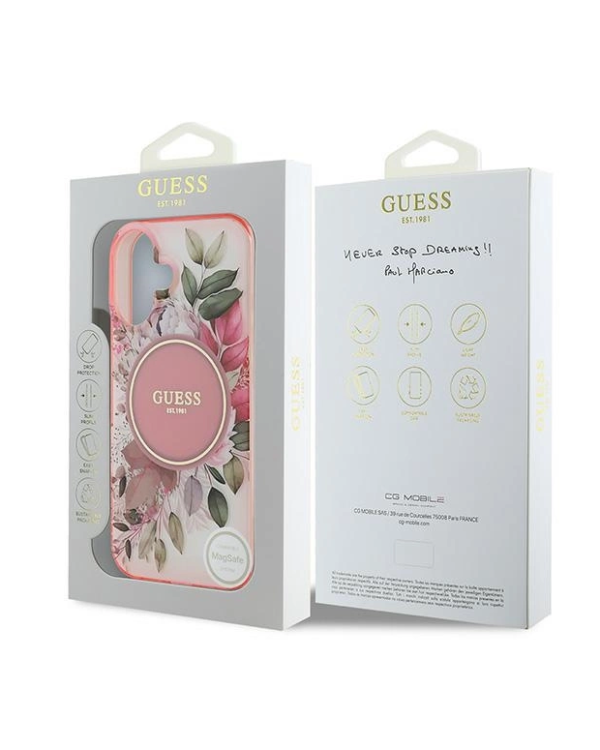 Guess IML Flower & Tonal Circle MagSafe Защитный Чехол для Apple iPhone 16 Plus