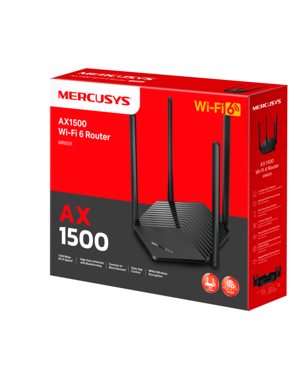 Mercusys MR60X Gigabit Router WiFi6 AX1500 802.11ax