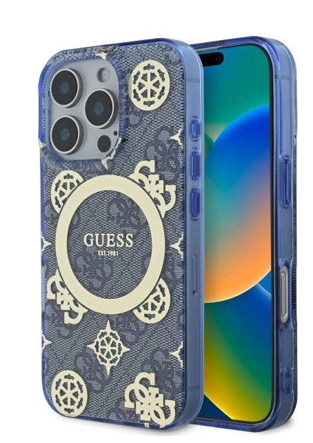 Guess IML Peony On 4G Background MagSafe Защитный Чехол для Apple iPhone 16 Pro