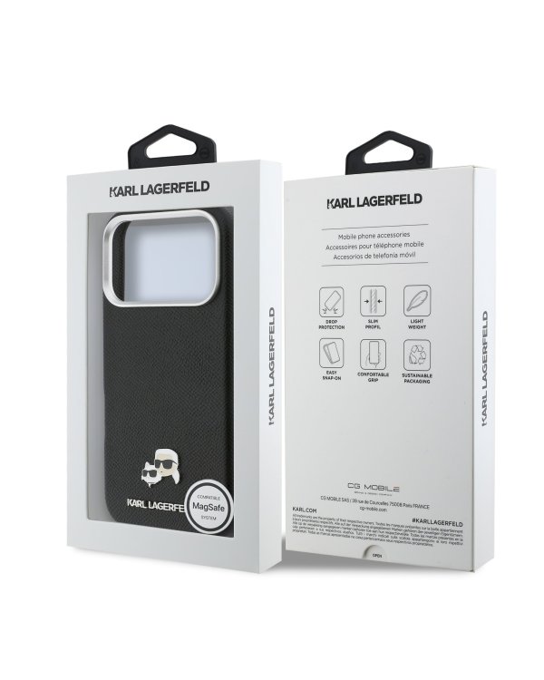 Karl Lagerfeld PU Karl and Choupette Heads Pins MagSafe Case Чехол для Apple iPhone 17 Pro Max