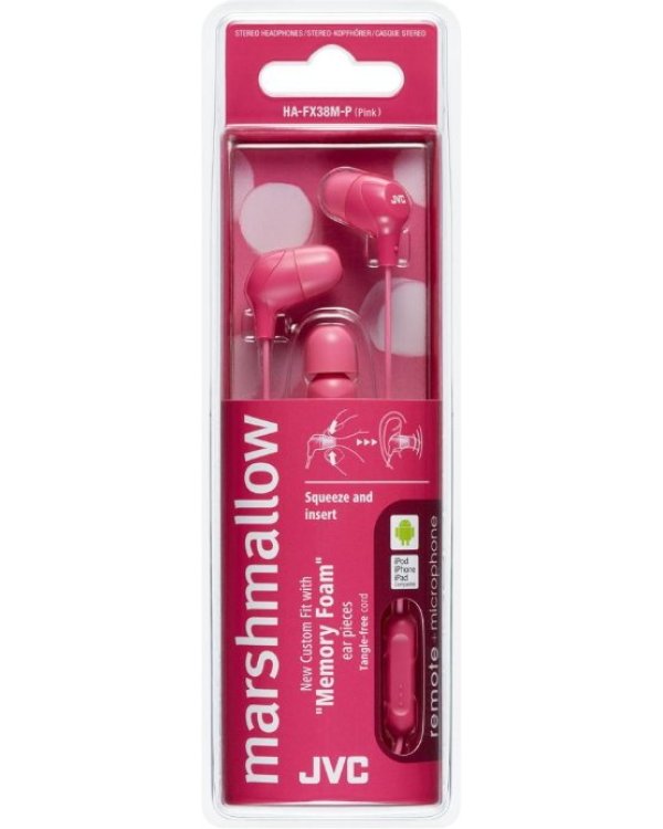 JVC HA-FX38M-P-E Marshmallow наушники с пультом и микрофоном