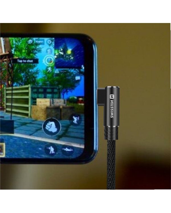 Swissten Плетеный L Типа Универсальный Quick Charge 3.1 USB-C на USB-C Кабель данных 1.2 m