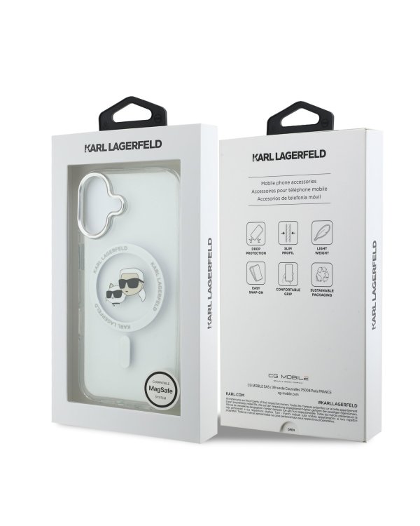 Karl Lagerfeld IML K&CH Heads Metal Frame MagSafe Case Защитный чехол для iPhone 17 / прозрачный