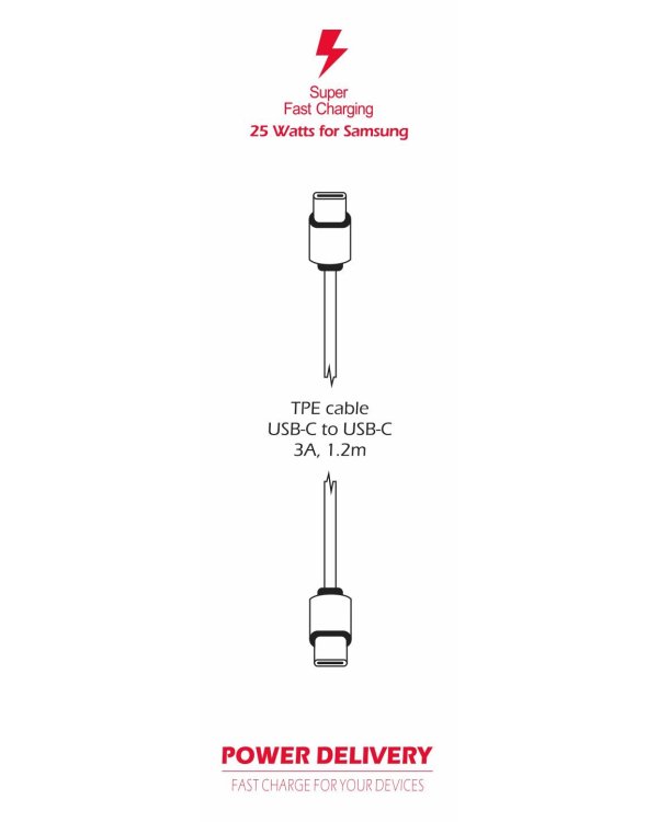 Swissten 25W Samsung Super Fast Charging Travel зарядное устройство с кабелем USB-C - USB-C 1.2 м