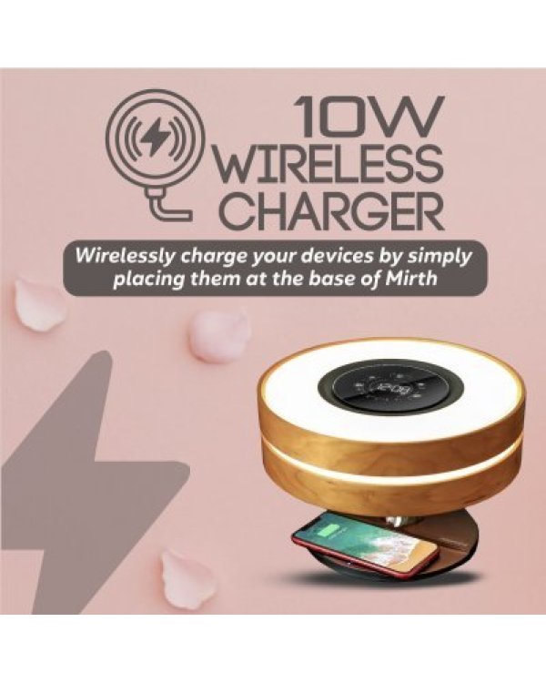 Promate Mirth 3in1 / лампа-ночник / Bluetooth колонка 10W / Qi беспроводная зарядка / LED часы