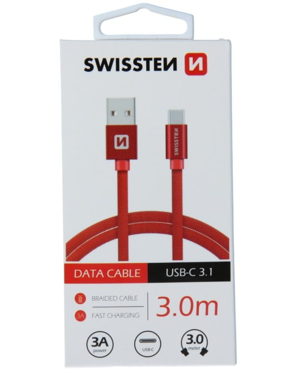 Swissten Textile Универсальный Quick Charge USB-C USB Кабель данных 3м
