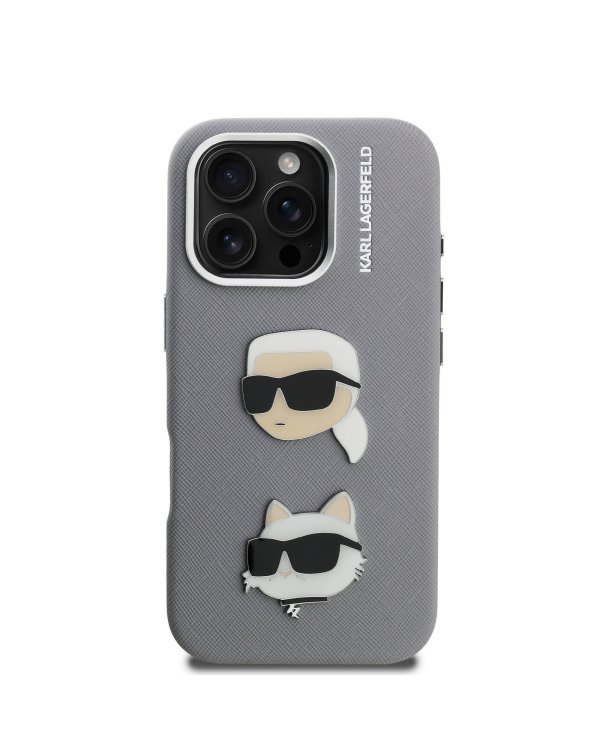 Karl Lagerfeld Grained PU K&CH Heads Case Чехол для Apple iPhone 16 Pro