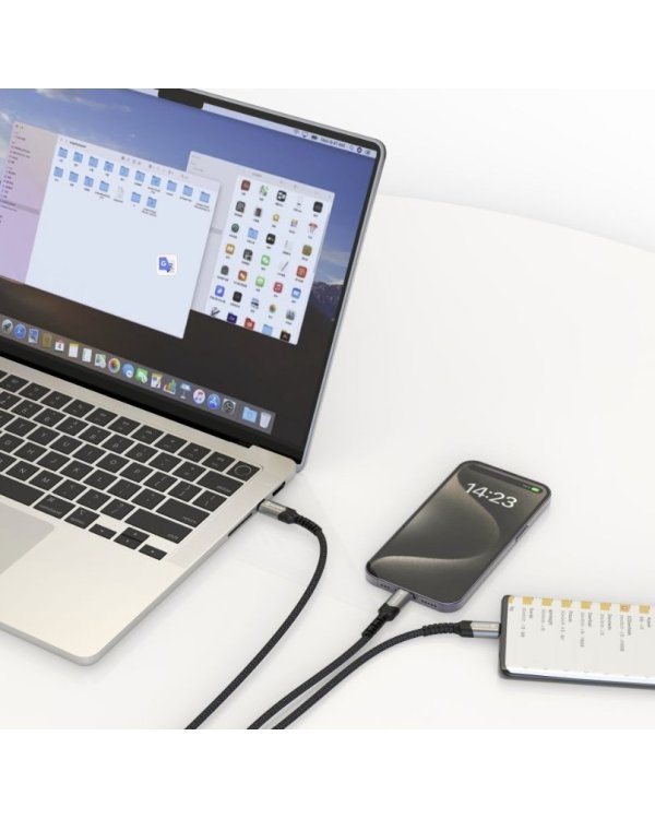 Swissten Textile 2in1 USB-C / Lighting Кабель 100W 1.5m